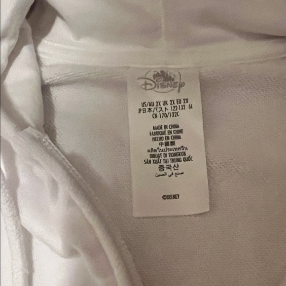 Disney White Hoodie with Blue Accents full zip like new 2XL - Picture 2 of 7